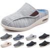 Diabetic Shoes, Adjustable Strap Walking Slippers, Wide Width Edema Footwear, Ideal for Diabetes, Swollen Feet, Plantar Fasciitis, and Foot Swelling Relief Light Gray view 1