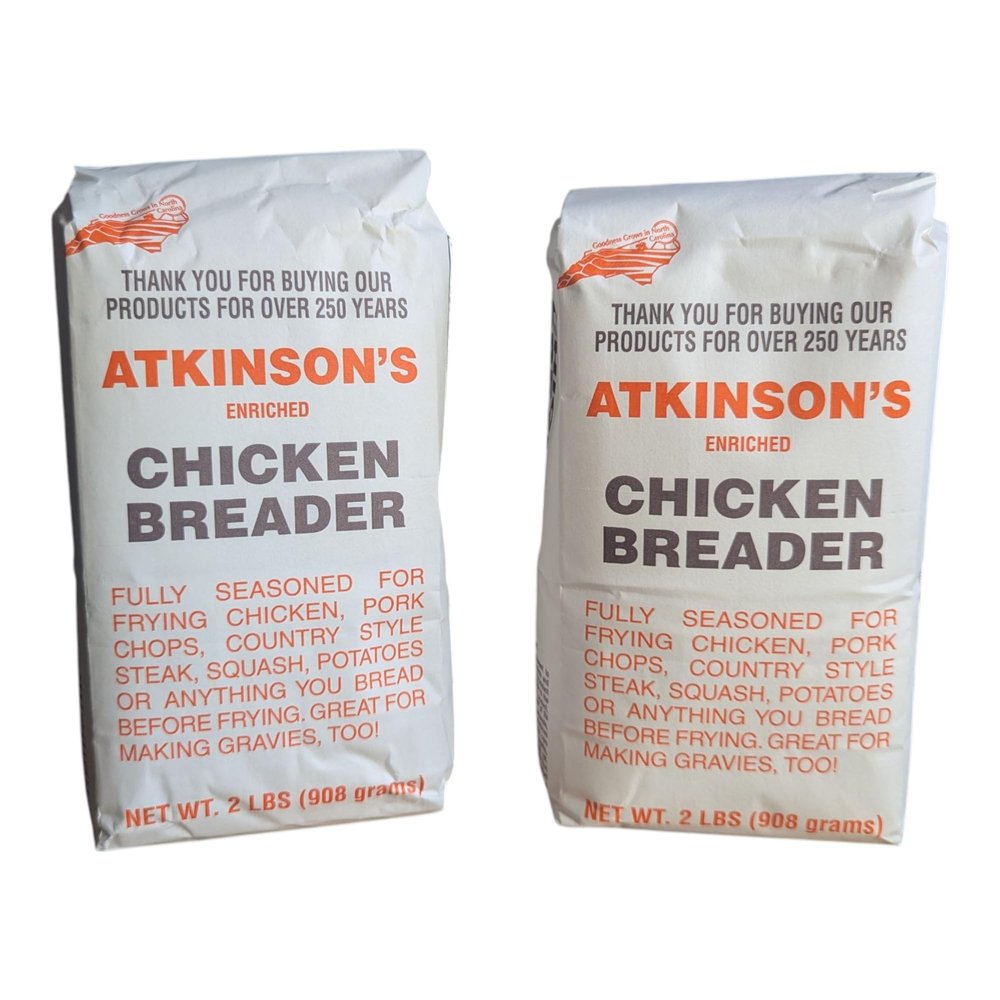 Atkinsons Enriched Chicken Breader 2 lb Bags (Pack of 2) | Fully Seasoned Southern Style Coating for Chicken, Pork Chops, Country Fried Steak & Vegetables With Southern Recipe Card