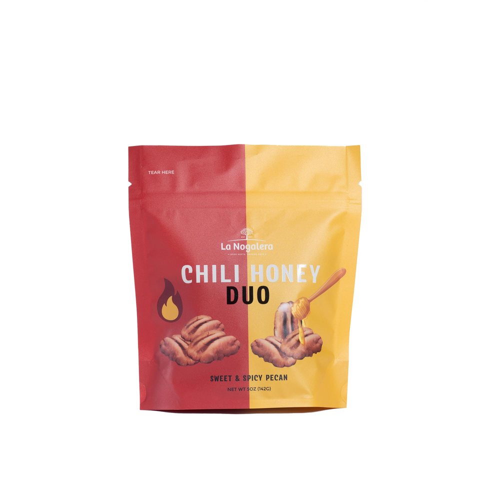Chili Honey Duo Pecans 5 oz Sweet & Spicy Pecan Snack Mix with Real Honey & Habanero Crunchy Fried Pecans by La Nogalera