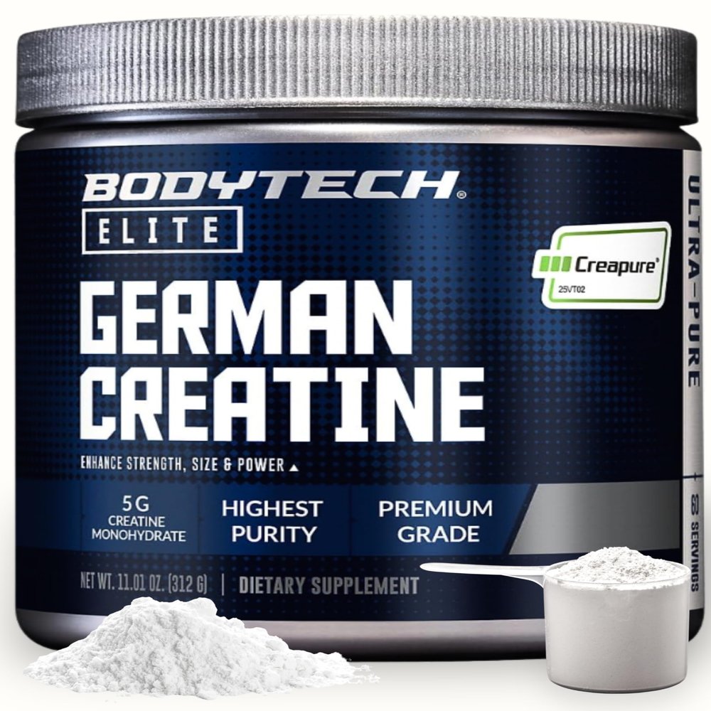 BodyTech Elite German Creatine with Creapure, Creatine Monohydrate Powder for Strength, Size & Power, 5g per Serving, Unflavored, Gluten Free, 11.01 oz, 60 Servings