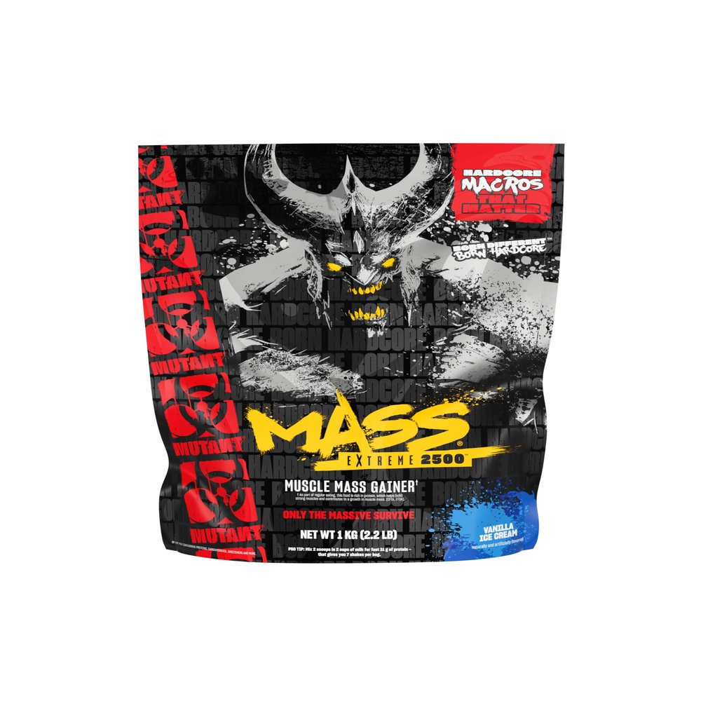 Mutant Mass Extreme 2500 High Calorie Mass Gainer Whey Protein Powder for Muscle Building and Weight Gain Clean Calories with Whole Food Carbs - Vanilla Ice Cream 2.2 lb