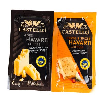 Aged Havarti and Herbs & Spices Havarti Cheese 7oz (Pack of 4)