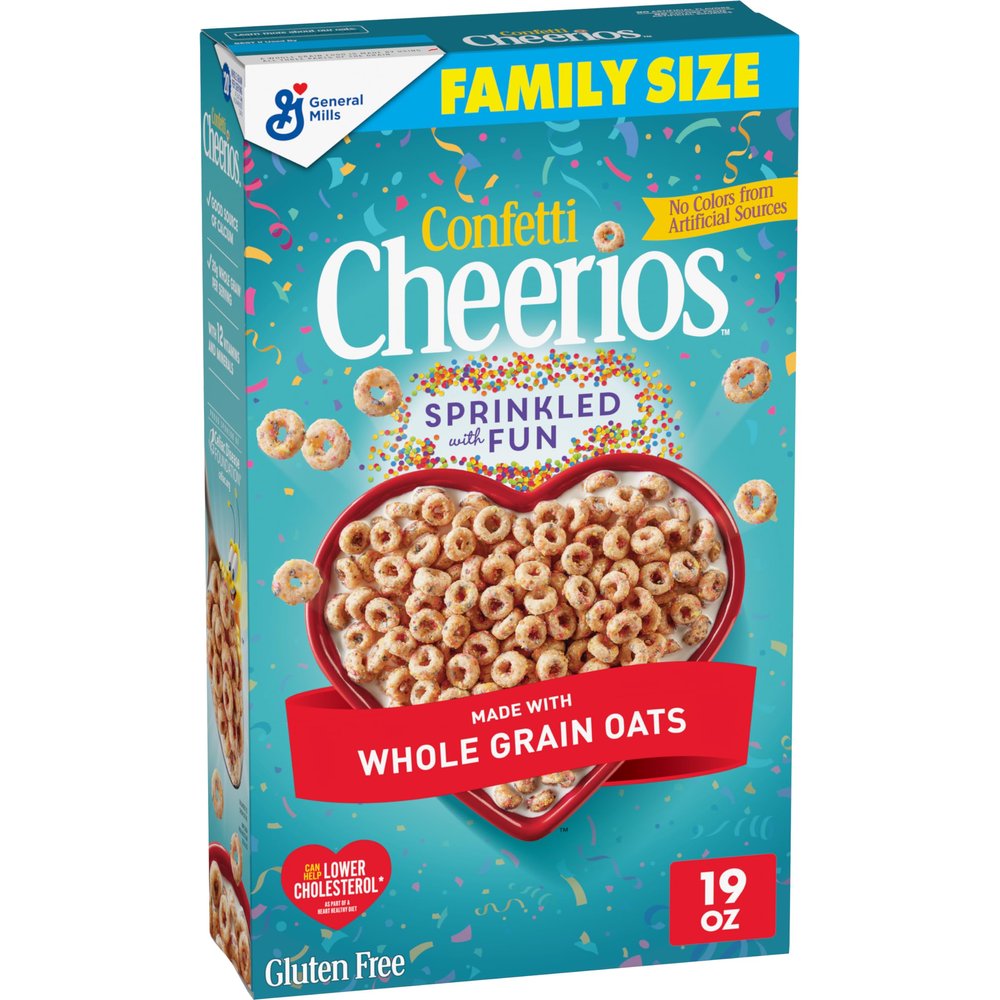 Confetti Cheerios Breakfast Cereal, Gluten Free, Made with Whole Grain Oats, Family Size, 19 oz