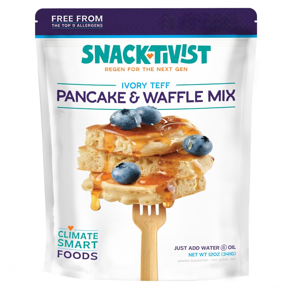 Snacktivist Ivory Teff Pancake & Waffle Mix, Gluten-Free, Vegan, non-GMO, Allergen-Friendly, 12 Ounce (Pack of 3)