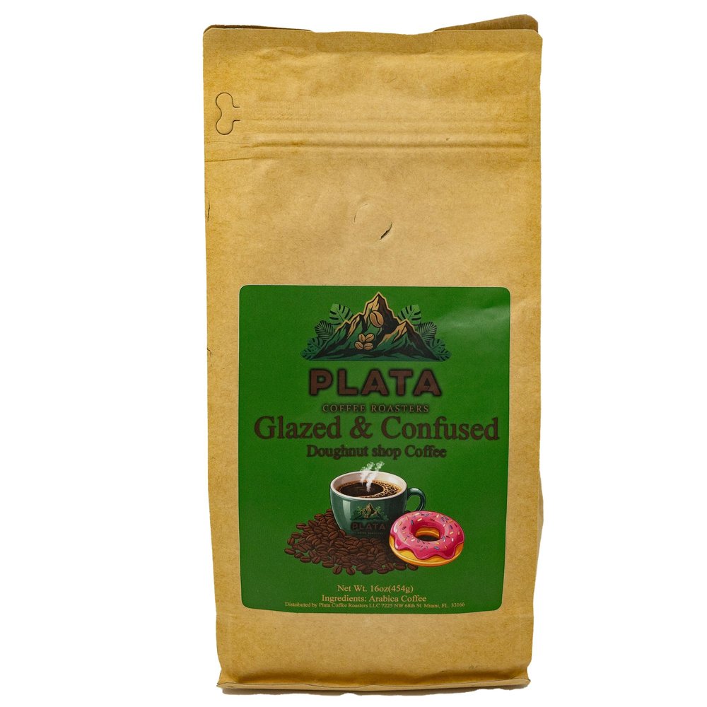 Plata Coffee Roasters Glazed & Confused: A Doughnut Shop in a Mug Whole Bean Coffee 1LB Bag