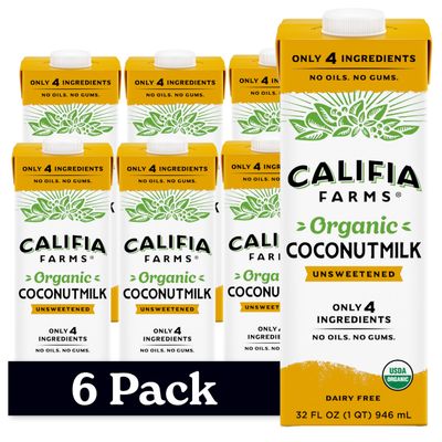Califia Farms - Organic Coconut Milk, 32 oz (6 pack), Dairy Free, Vegan, Plant Based, Vegan, Gluten Free, Non GMO, USDA Organic