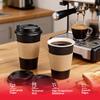 VPACKDUO Coffee Cups with Lids 16 oz 100 Pack, Sleeves and Stirring Sticks, Black Disposable Hot Paper Cups with Lids, To Go Cups, for Parties, Picnic, Travel, and Events view 2
