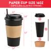 VPACKDUO Coffee Cups with Lids 16 oz 100 Pack, Sleeves and Stirring Sticks, Black Disposable Hot Paper Cups with Lids, To Go Cups, for Parties, Picnic, Travel, and Events view 4