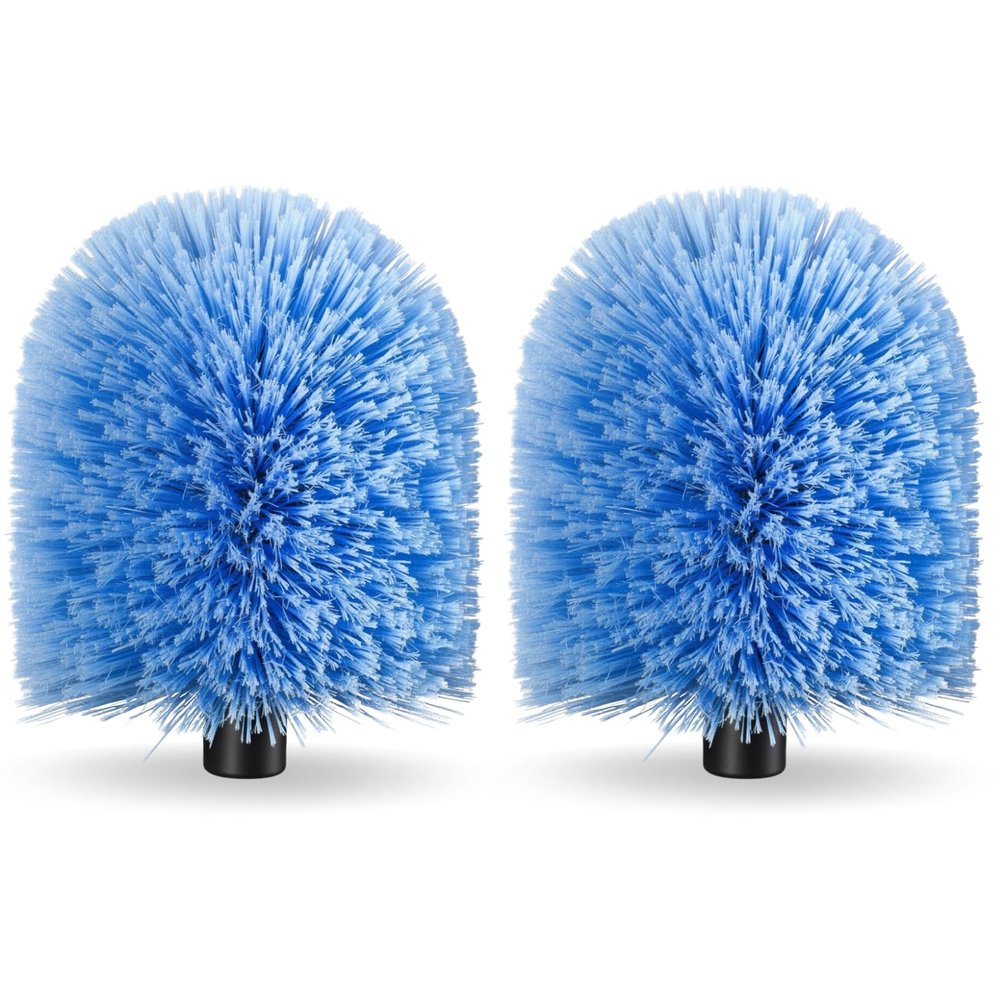 2 Pack Screw on Webster Cobweb Duster Head for Pole,Spider Web Remover Brush, Cobweb Duster Head Attachment,Fits Standard 3/4 inch Threaded Poles(Big, Blue)