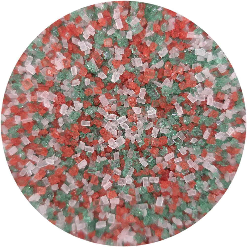 NCS Christmas Red, White & Green Sugar Crystals, Decorative Sugar Sprinkles for Baking & Decorating, 7 oz