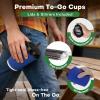 16 oz Disposable Coffee Cups with Lids 50 Pack, BPI-Certified Compostable Paper Cups with Lids and Straws, 3-Layer Insulated Corrugated To Go Cups for Hot & Cold Drinks, Home Office Travel(Blue) view 3