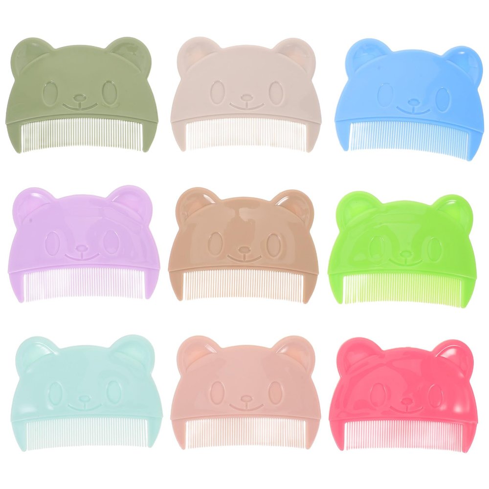 DECHOUS 9pcs Infant Hair Comb: Bear Shape Cradle Cap Brush for Dandruff and Cradle Cap - Plastic Hair Detangler for Bathing Grooming