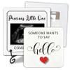 Ivory White Wooden Pregnancy Announcement, Someone Wants to Say Hello, Ultrasound Photo Frame Keepsake Box, Baby Birth Announcement, Surprise Sign For Grandparents & Loved Ones Pregnancy Reveal Gift view 1