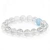 Clear Quartz and Aquamarine Healing Crystal Bracelet, Natural Clarity and Communication Energy, Engraved Roman Numerals Gift Box for Women view 1