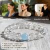 Clear Quartz and Aquamarine Healing Crystal Bracelet, Natural Clarity and Communication Energy, Engraved Roman Numerals Gift Box for Women view 2