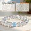 Clear Quartz and Aquamarine Healing Crystal Bracelet, Natural Clarity and Communication Energy, Engraved Roman Numerals Gift Box for Women view 3