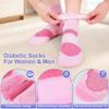 Bulinlulu Diabetic Ankle Socks for Women Size 9-11, 6 Pairs Non Binding Diabetic Wide Socks for Men(PinkPurpleLavenderBlackWhiteBlue) view 3
