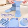 Bulinlulu Diabetic Ankle Socks for Women size 9-11, 6 Pairs Non Binding Diabetic Wide Socks for Men(BlueLightGreenCoffeeGreyBlue-grayWhite) view 3