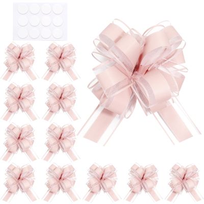 Tiparts 12 pcs Pull Bows for Gift Wrapping,6 Inch Light Pink Color Ribbon Large Bows for Present Flower Birthday Christmas Party Holiday Gift Decoration