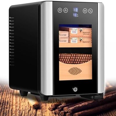 100 Count Cigar Humidor Cabinet, 8L Electric Cooling Humidor with Quiet Control & Cedar Wood Shelf for Men, Ideal for Cigar Lovers & Enthusiasts