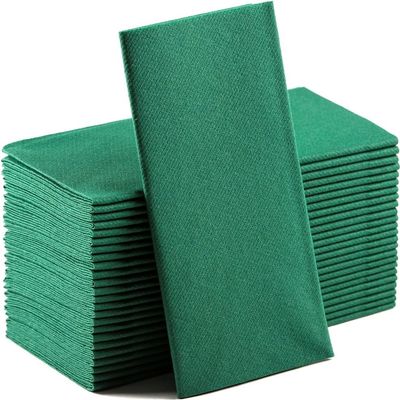 100PCS Long Linen-Feel Dinner Paper Napkins,30 * 43cm Disposable Napkins,Soft Table Absorbent Napkins for Party Wedding Dinner(Green)