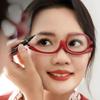 LARAKVEAKV Makeup Reading Glasses Flip Down Cosmetic Readers One Eye Rotating Magnifying Eyeglasses For Women(Red,+2.5) view 2