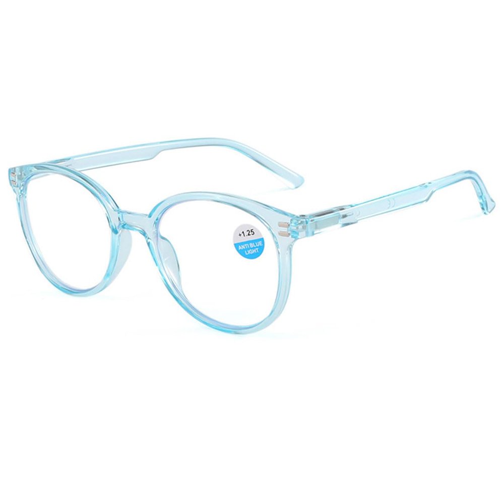 KOOSUFA Large Round Reading Glasses Blue Light Blocking Women Men +1.5 Fashion Gradient Frame Spring Hinge Reader Eyeglasses Light Blue