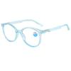 KOOSUFA Large Round Reading Glasses Blue Light Blocking Women Men +1.5 Fashion Gradient Frame Spring Hinge Reader Eyeglasses Light Blue view 1