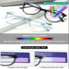 KOOSUFA Large Round Reading Glasses Blue Light Blocking Women Men +1.5 Fashion Gradient Frame Spring Hinge Reader Eyeglasses Light Blue view 3
