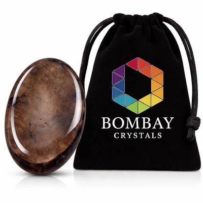 Natural Polished Worry Stone Palm & Thumb Crystal Pocket Stone for Meditation Yoga Relaxation Smoky Quartz