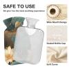 Green Gold Flower Leaves Flower hot Bottle Water Bag with Soft Cover, 2L hot Water Bag for Sore Muscle view 4