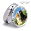 Pill Box 3 Compartment Metal Medicine Pill Organizer Cat on The Grass Pill Case for Purse Or Pocket Cute Mini Portable Pill Holder Travel Pill Container to Hold Supplements, Vitamins, Fish Oil view 2