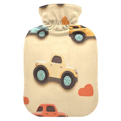 Rainbow Monsters Truck Car hot Bottle Water Bag with Soft Cover, 2L Warm Compress for Period Cramps, Period Cramps, Period Cramps