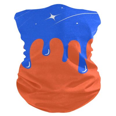 GuoChe Blue Drip Design on Orange Four season UV protection Wristband Neck Gaiter for Women Multipurpose Wristband Mask for Face for Motorcycle Motorcycle Halloween Mask mascarilla para el sol para