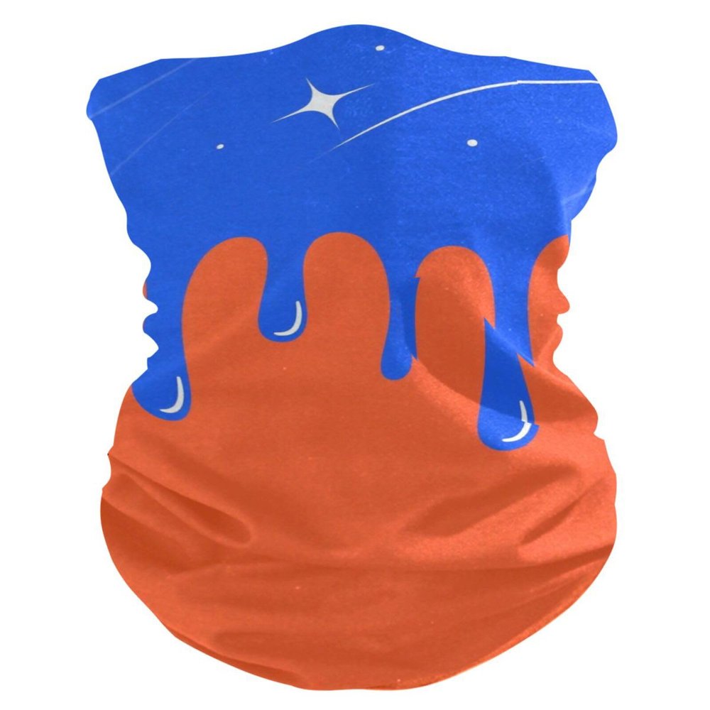GuoChe Blue Drip Design on Orange Four season UV protection Wristband Neck Gaiter for Women Multipurpose Wristband Mask for Face for Motorcycle Motorcycle Halloween Mask mascarilla para el sol para