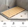 Large Non Skid Teak Wooden Shower Mats, Heavy Duty Square Bath Mats, Raised Comfortable Board, for Indoor Or Outdoor Spa Luxur,Home,Bathroom(Black,30x50cm/11.8x19.7in) view 2