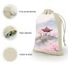8 Pack Natural Cotton Drawstring Bags Reusable Muslin Bag Empty Gift Bags Cherry Blossom Mountain Pouches for Tea Jewelry Sachet Wedding Party Favors Storage Holiday Gifts 5x7 Inch view 3