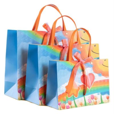 ARGENTFLUX Gift Bags, Cute Cartoon Tote Bags Kindergarten Snack Gift Packaging Bags Birthday Companion Bags(M)