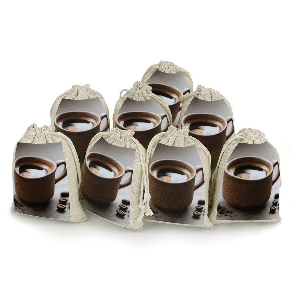 maccbn 8 Pack Natural Cotton Drawstring Bags Reusable Muslin Bag Empty Gift Bags Coffee Cup Bean Pouches for Tea Jewelry Sachet Wedding Party Favors Storage Holiday Gifts 5x7 Inch