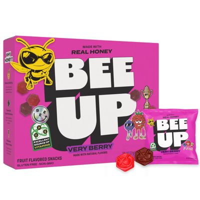 BEEUP Honey Fruit Snacks With a Teaspoon of Honey in Every Pouch Dye Free, No Corn Syrup Individually Wrapped Fruit Snack Packs for School, Sports, Soccer Very Berry (Pack of 10)