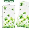 100 Pcs St.Patrick's Day Guest Napkins Shamrock Disposable Paper Napkin, Irish Green Clover Hand Towels for Bathroom Home Dinner Kitchen Saint Patrick Party Supplies view 3
