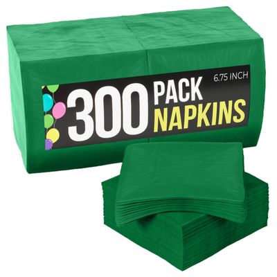 Party Solids Emerald Green Paper Napkins Disposable Everyday 300 Pcs 2 Ply Green Dinner Napkins Bulk For Parties & Party Supplies