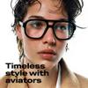 livho Retro Aviator Blue Light Blocking Glasses for Women Men with Soft Case, Trendy Rectangle Computer Eyeglasses view 2
