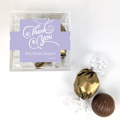 24 Pack Thank You Swirls Candy Favor Cube Filled With Milk Chocolate Dubai Truffles For Appreciation Gifting, Corporate Event Favors, Giveaways, Candy Buffets & More - Lavender
