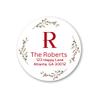 Emma Pink Studio Christmas Floral Wreath Personalized Monogram Return Address Stickers, Custom Holiday Name Labels Invitation Envelope Seals (Red, 3" - 6 Stickers/Set) view 1