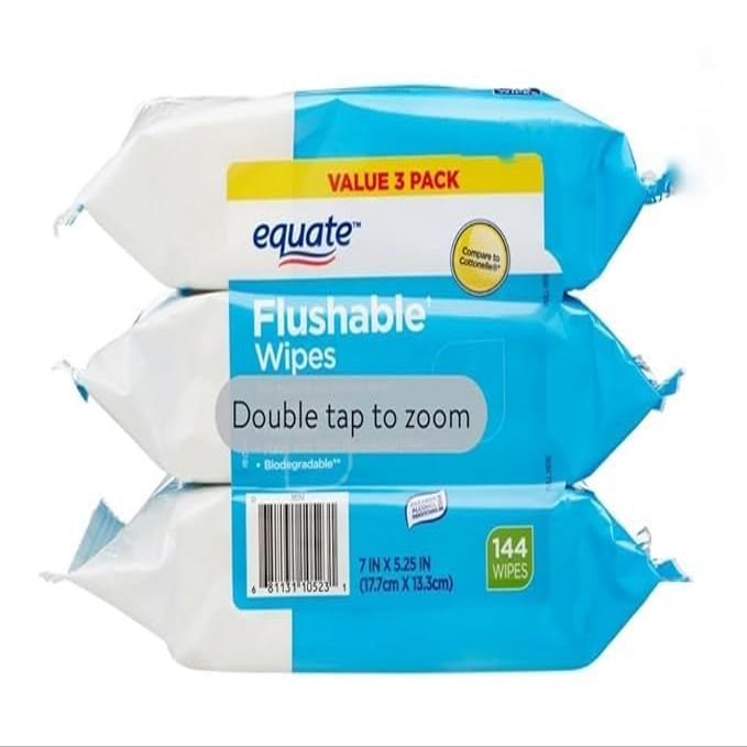 NineLife Basics Equate Flushable Wet Wipes, Fresh Scent, (3 Pack) of 48 flushable wipes; 144 wipes total