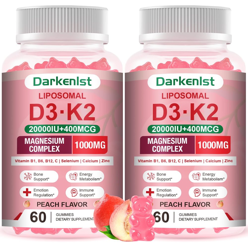 2 Pack Liposomal Vitamin 20,000IU D3 + 400mcg K2 Supplment,Complex Magnesium Glycinate, Malate & Citrate, Calcium, Zinc, Rich In Vitamins B & C, Stress Relief, Relaxation & Bone Support for Adults