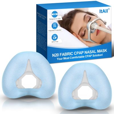 2PCs Replacement CPAP N20 Mask Cushion (Small) for Airfit & Airtouch N20-No Silicone Contact, Latest Fabric Nasal Pillow Supplies-Breathable&Effective Moisture-Wicking for All-Night Comfort (Bule)