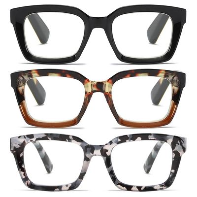 ZXYOO 3 Pack Oversize Square Design Reading Glasses for Women, Blue Light Blocking Computer Reader+2.75