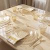 Rubtlamp 350 Pcs Gold Glitter Plastic Plates, Hammered Disposable Plates Set (50 Guests), Glitter Dinnerware Set Include 100 Plastic Plates, 150 Glitter Silverware, 50 Cups And 50 Napkins view 4
